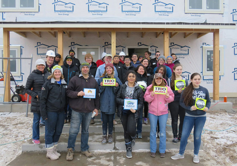 TRIO Upward Bouind group helping Habitat for Humanity build a home.