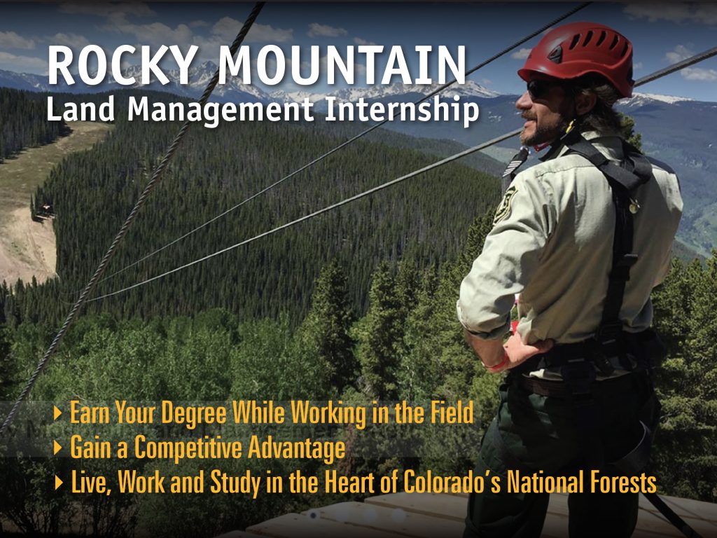 graphic - learn more about the Rocky Mountain Land Management Internship Program