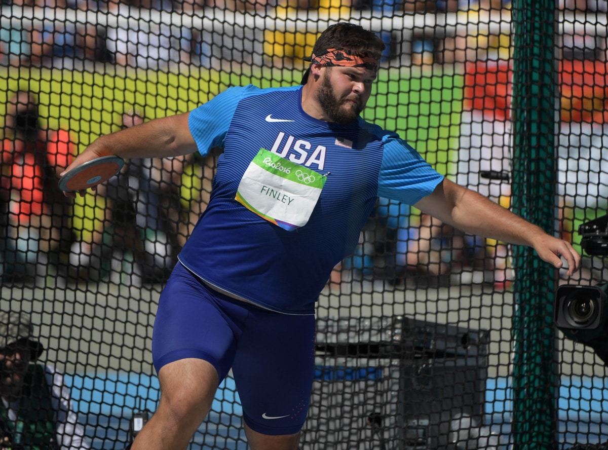 photo - Mason Finley throwing the discus at the Rio Olympics, credit: USA Track & Field