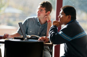 photo - two students in the Edwards campus commons