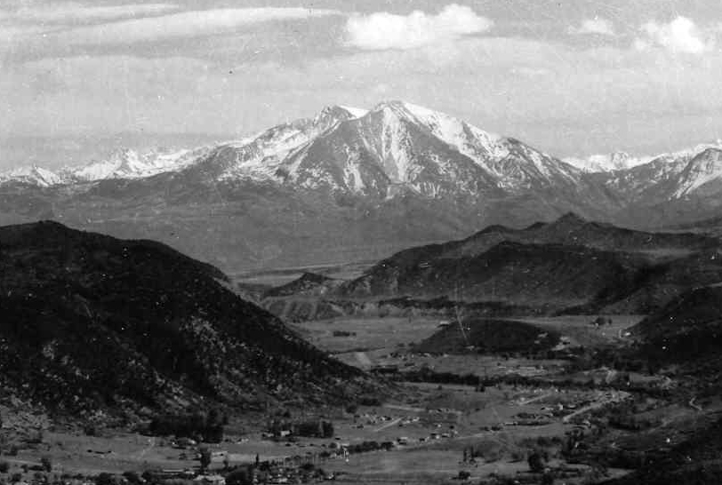 Historical Photo of Mt. Sopris from 1957. Photo courtesy, Frontier Historical Society.
