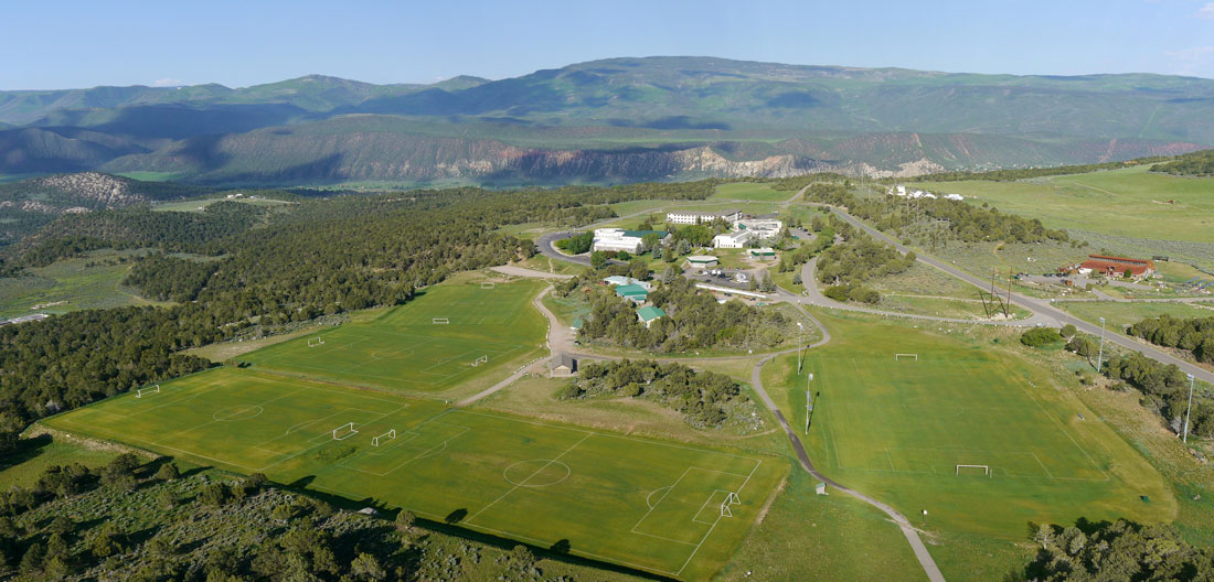 photo - aerial veiw of soccer fields on the Spring Valley campus