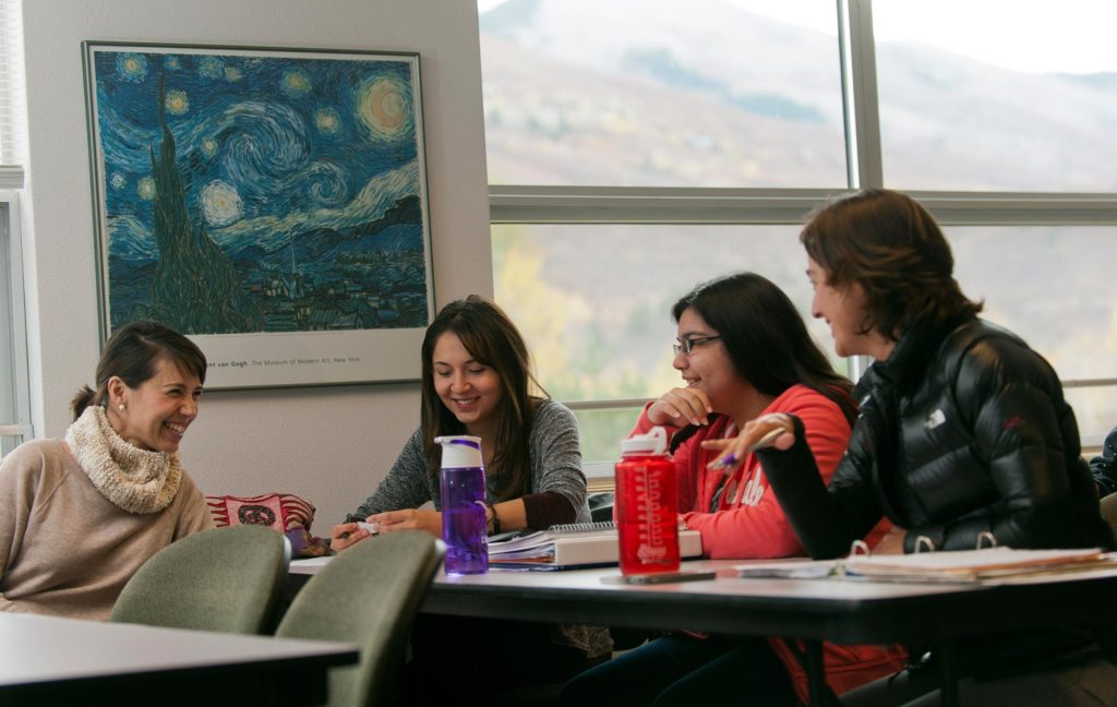photo: group of students in a CMC Aspen classroom.