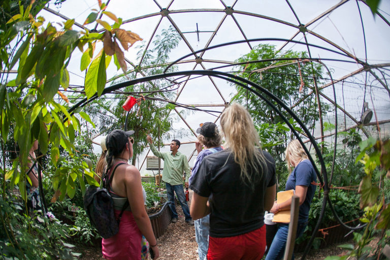 Grow dome with sustainability students
