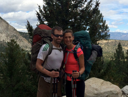 Jill Schmidt backpacking with her husband