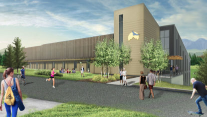Architectural rendering of the Outdoor Leadership Center & Field House