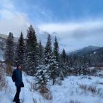 Sierra Verburg hiking in winter.