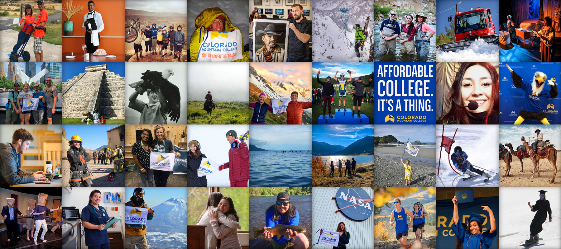 Mosaic of photos from Colorado Mountain College Instagram