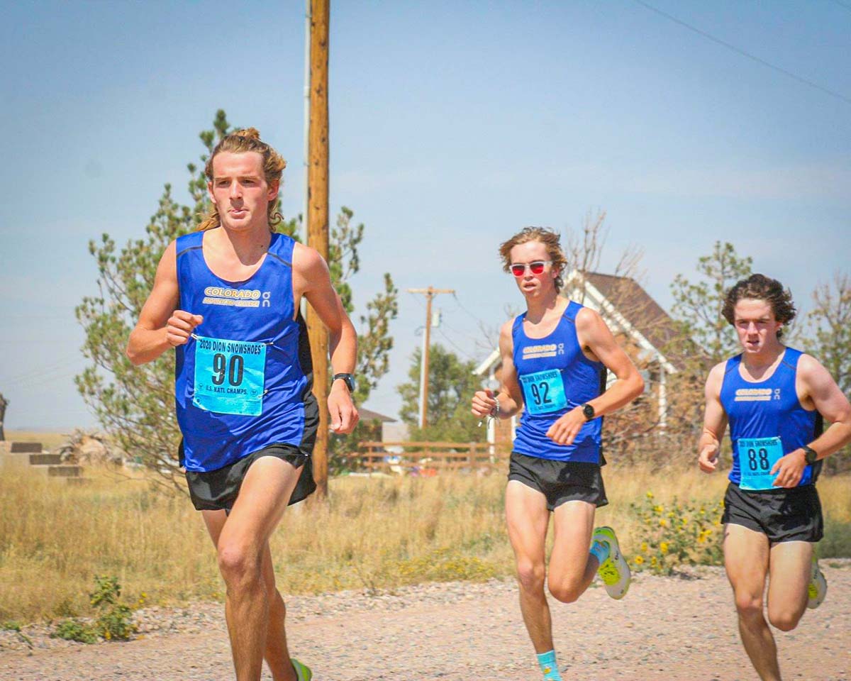 From left, Luke Plummer from Seymour, Indiana; Skyler Winter from Peyton, Colorado; and Paul Hans from Breckenridge, are all first-year members of the CMC men’s cross-country team.