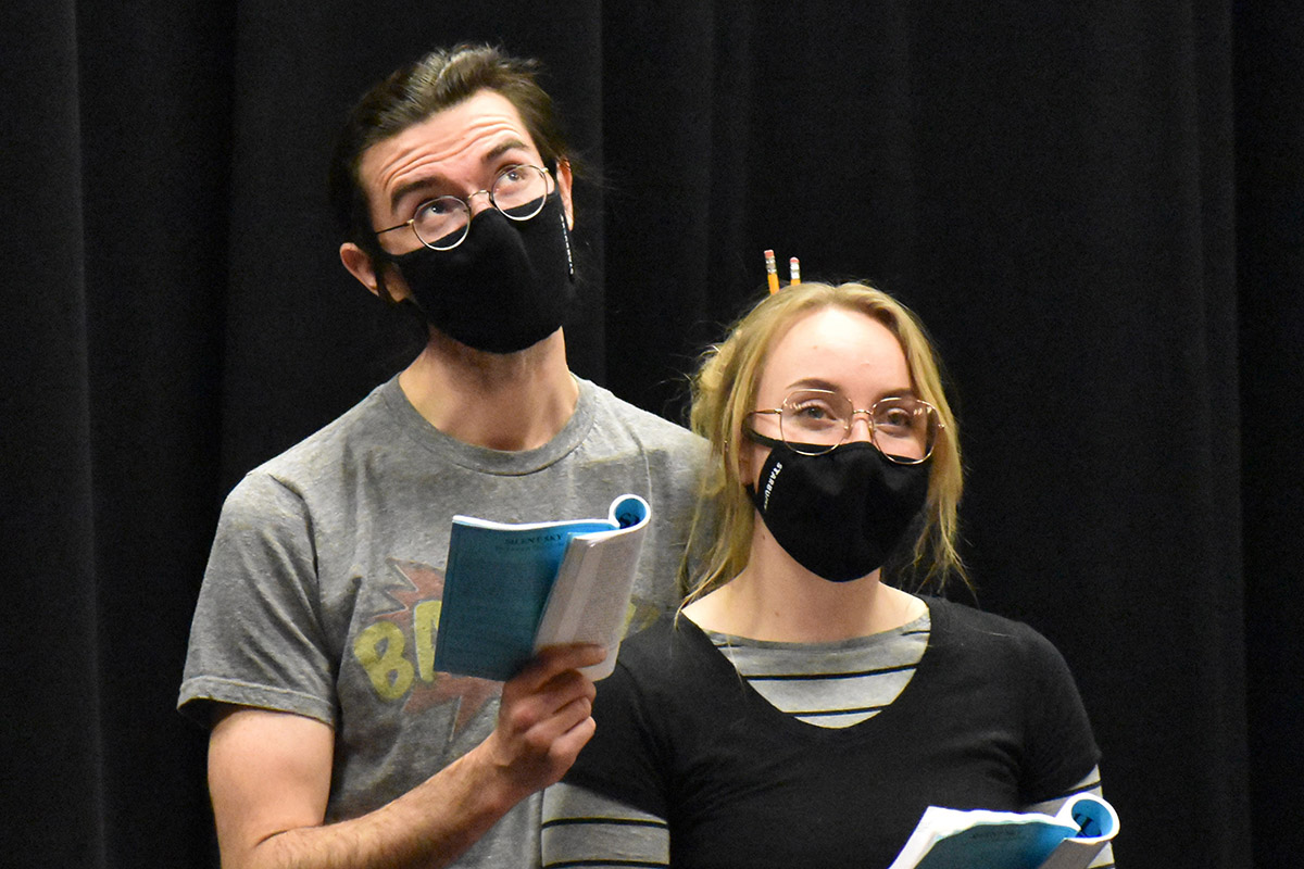 Actors rehearse for 'Silent Sky'