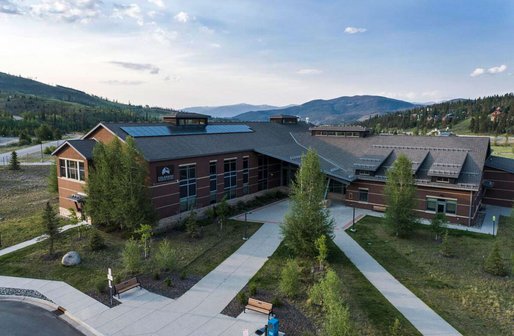 Aerial photo of the CMC Breckenridge campus on a summer morning