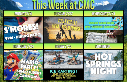 graphics with student activities at CMC Spring Valley 2/21 - 2/25