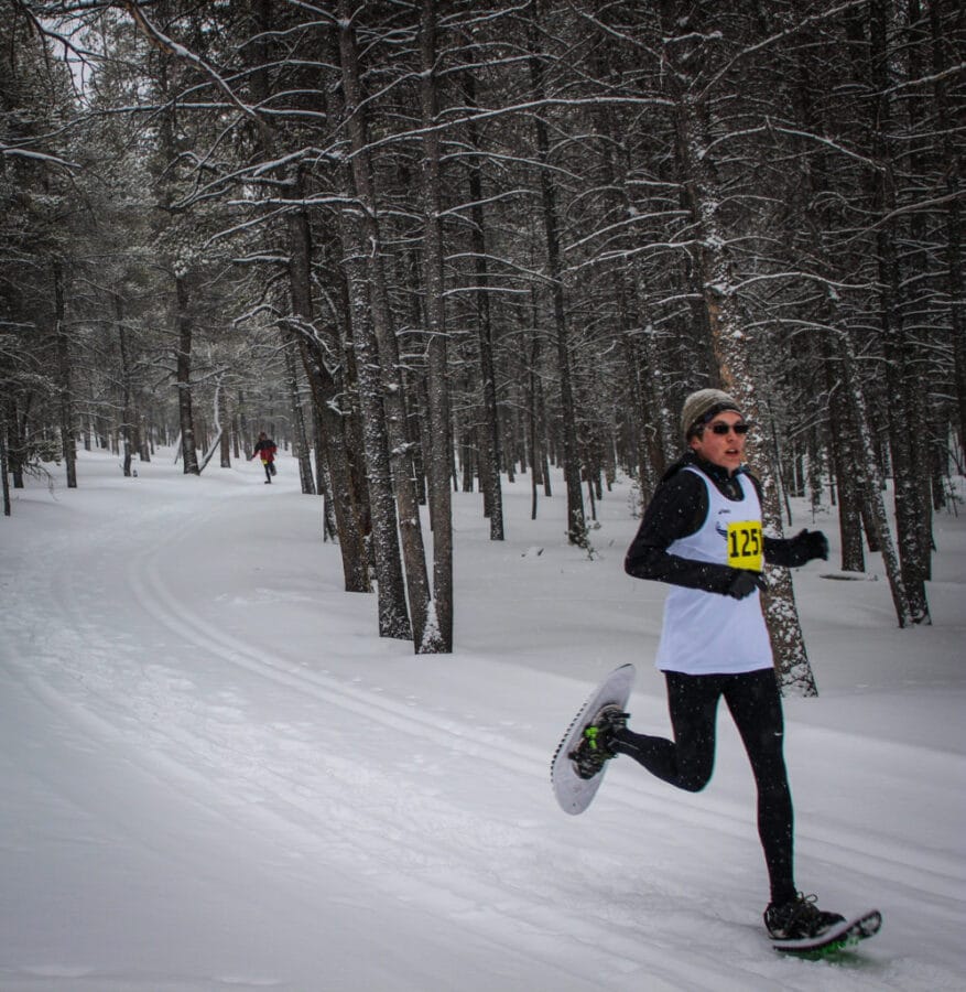 Snowshoe Racer in the 2018 Colorado Cup snowshoeing in Leadville