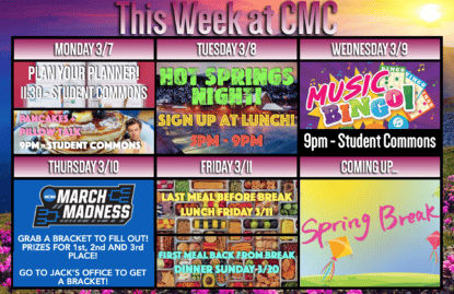 cmc spring valley student activities march 7-11