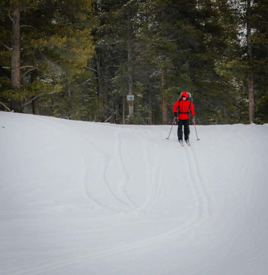 student cross country skiing at cmc leadville