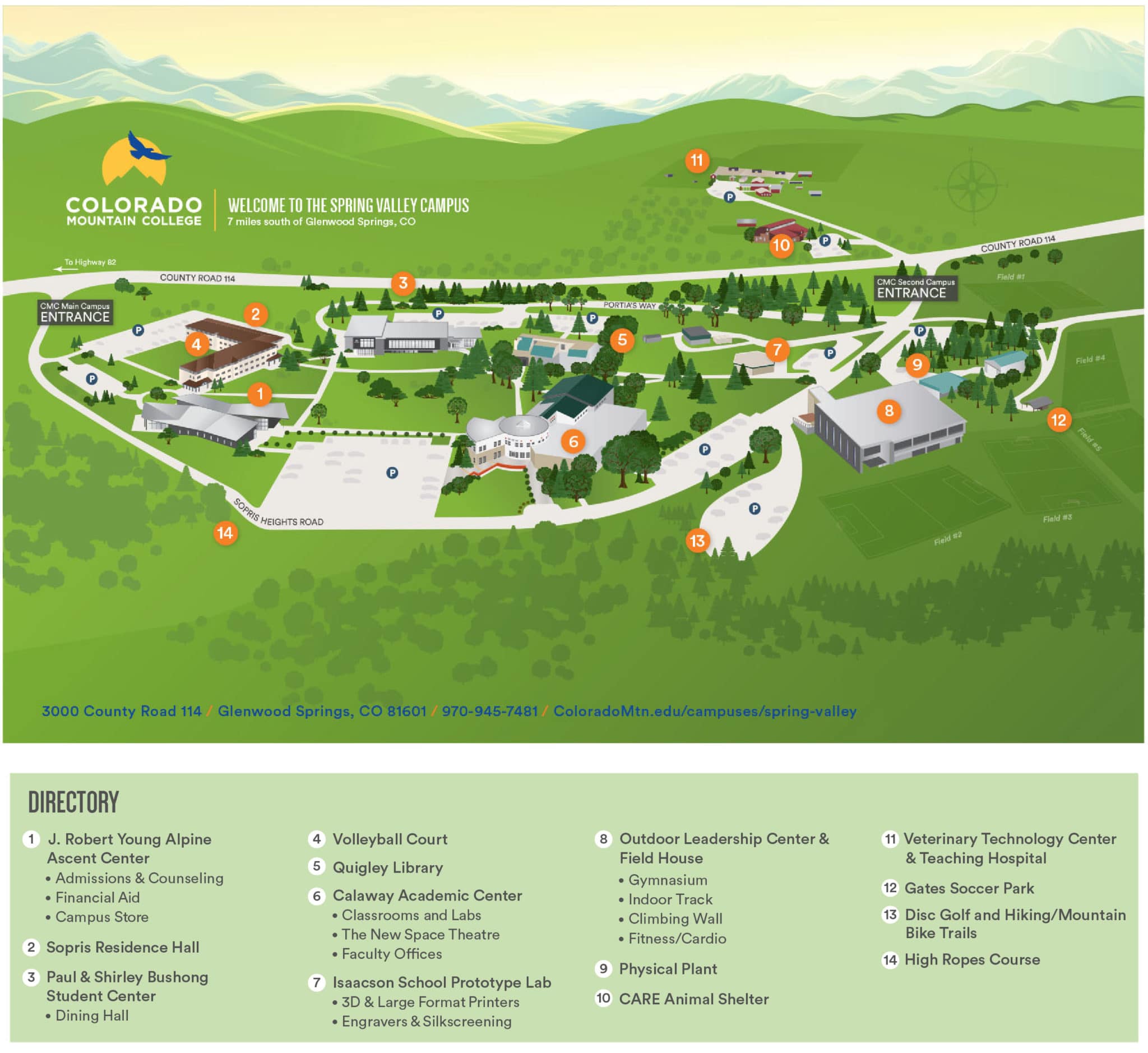 Illustrated map of the Spring Valley campus