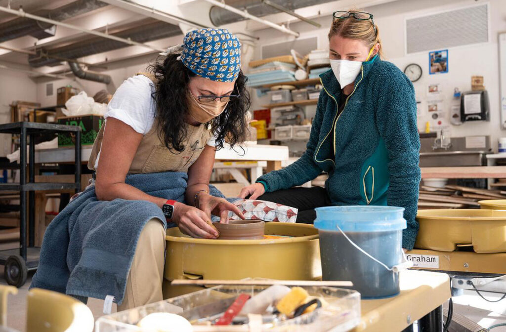 Students at work in the CMC Aspen ceramics studio.