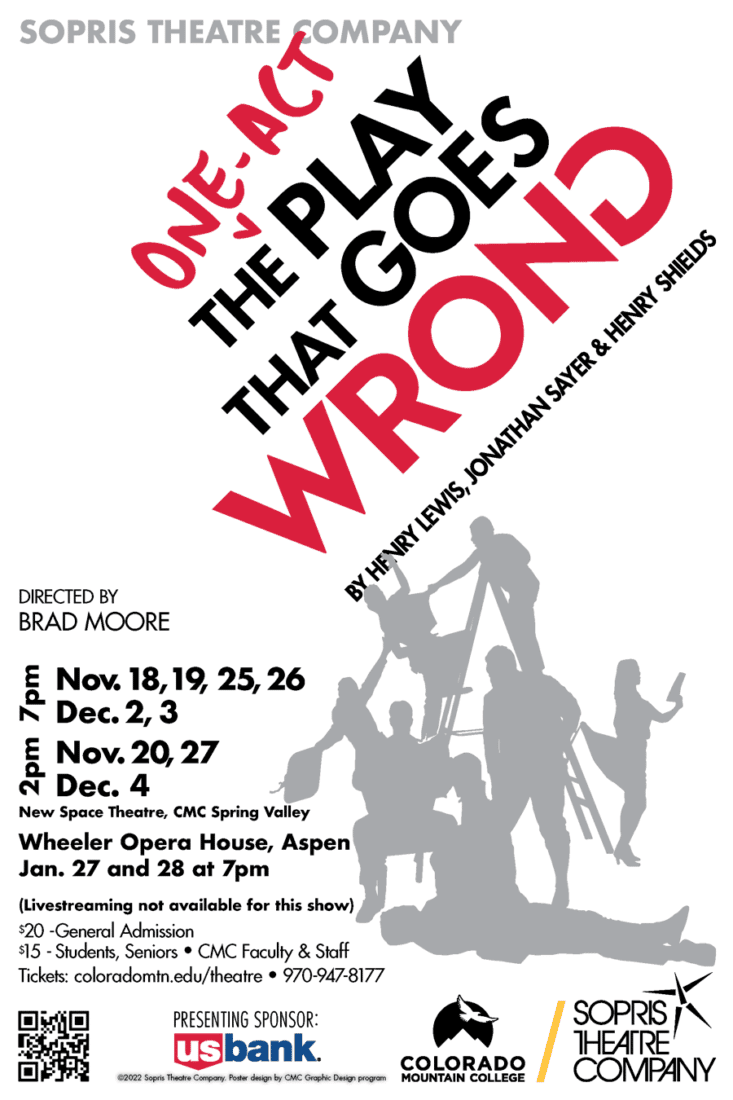 Sopris Theater Company The Play That Goes Wrong Poster; details this webpage